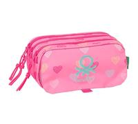 BENETTON HEART - Astuccio triplo grande, astuccio per bambini, ideale per bambini in età scolastica, comodo e versatile, qualità e resistenza, 21,5 x 8 x 10 cm