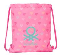 BENETTON HEART - Zaino a sacco piatto, grande, ideale per bambini di diverse età, comodo e versatile, qualità e resistenza, 35 x 40 cm