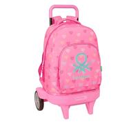 BENETTON HEART - Zaino grande con ruote, Compact Evolution, rimovibile, ideale per bambini di diverse età, comodo e versatile, qualità e resistenza, 33 x 22 x 45 cm