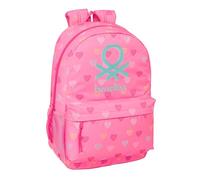 BENETTON HEART - Zaino scuola per bambini, ideale per bambini di diverse età, comodo e versatile, qualità e resistenza, 30 x 14 x 46 cm