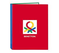 BENETTON Pop - Cartella con fogli a 4 anelli, ideale per bambini e giovani di diverse età, comoda e versatile, qualità e resistenza, 26,5 x 33 cm, colore grigio