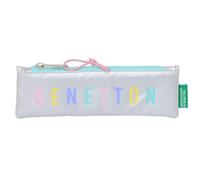 BENETTON SILVER - Astuccio scolastico, astuccio per bambini, ideale per bambini dai 5 ai 14 anni, comodo e versatile, qualità e resistenza, 20 x 60 cm, colore argento, argento, Estándar, Casual