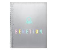 BENETTON SILVER - Taccuino 120 fogli, copertina rigida, ideale per bambini di diverse età, comodo e versatile, qualità e resistenza, 21,5 x 31 cm, colore: argento, argento, Estándar, Casual