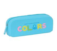 BENETTON SPRING - Astuccio quadrato in silicone, astuccio per bambini, ideale per bambini in età scolastica, comodo e versatile, qualità e resistenza, 18,5 x 5,5 x 7,5 cm, colore celeste, azzurro,
