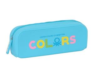 BENETTON SPRING - Astuccio quadrato in silicone, astuccio per bambini, ideale per bambini in età scolastica, comodo e versatile, qualità e resistenza, 18,5 x 5,5 x 7,5 cm, colore celeste, azzurro,