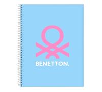 Benetton Spring - Taccuino 120 fogli, copertina rigida, ideale per bambini di diverse età, comodo e versatile, qualità e resistenza, 21,5 x 31 cm, colore celeste, azzurro, Estándar, Casual
