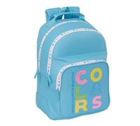 BENETTON SPRING - Zaino scuola per bambini, ideale per bambini di diverse età, comodo e versatile, qualità e resistenza, 32 x 15 x 42 cm, colore celeste, azzurro, Estándar, Casual