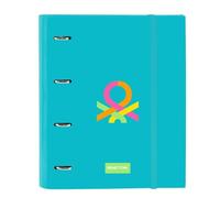 BENETTON SUMMER - Cartellina 4 anelli da 35 cm con 100 fogli A4, ideale per bambini di diverse età, comoda e versatile, qualità e resistenza, 27 x 3,5 x 32 cm, blu, M, Casual