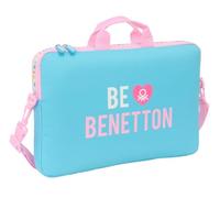 BENETTON UNIQUE - Zaino, custodia per laptop fino a 15,6", zaino ideale per bambini di diverse età, comodo e versatile, qualità e resistenza, 40 x 4 x 27 cm, Blu Turchese/Rosa Chiaro, M, Casual
