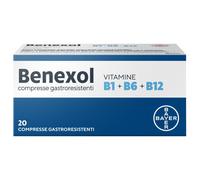 Benexol, Trattamento per Carenza di Vitamine Gruppo B, a base di Vitamina B1, B6, B12, 20 Compresse Gastroresistenti