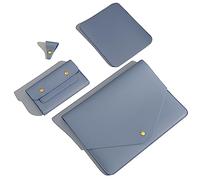 Benfan Custodia in pelle PU per laptop da 16”, compatibile con MacBook Pro 16 A2991 A2780, MacBook Pro 15, Surface Book 15, Dell XPS 15, con custodia, tappetino per mouse e organizer per cavi, blu