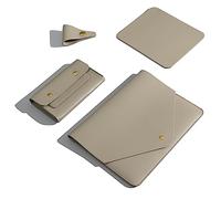 Benfan Custodia per computer portatile in pelle PU compatibile con MacBook Pro A2779 A2442, MacBook Pro Air 13, Surface Laptop 5ª generazione 13,5, Thinkpad X1 Carbon 14, 4 pezzi, colore cachi