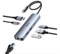 BENFEI 6IN1 Hub USB C con HDMI 4k@60HZ/PD100W/Ethernet Gigabit/1*USB C+2*USB A datiporte 5Gbps, Docking Station USB C Adattatore USB C per MacBook Pro/Air iPad Pro iMac iPhone 15 Pro/Pro Max