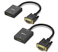 BENFEI Adattatore HDMI a VGA con 3,5 mm jack audio, 2 Confezioni Unidirezionale HDMI Computer a VGA Monitor/TV (Femmina a Maschio), Compatibile con TV-Stick Laptop PC Raspberry Pi Roku Xbox