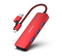 BENFEI Hub USB 3.0, Hub USB C, 2-in-1 Hub USB tipo A/tipo C con 4 porte USB 3.0, compatibile per iPhone 15 Pro/Max MacBook Pro/Air 2023 iPad Pro iMac S23 XPS 17 e altro, Rosso