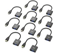 BENFEI - Set di 10 adattatori da HDMI a VGA (da maschio a femmina) per computer, desktop, laptop, PC, monitor, proiettore, HDTV, Chromebook, Raspberry Pi, Roku, Xbox e More, colore nero