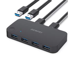 BENFEI Switch USB 3.0, Switcher 2 Computer Condividi 4 USB per PC Mouse Tastiera Stampante Scanner, Selettore Switch KVM Compatibile con Windows, Mac, Linux