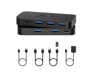 BENFEI Switch USB 3.0, Switcher USB 2 Computer con 1xUSB C Porta e 3xUSB A Porte，2 ingressi 4 uscite Switcher USB 3.0 con controller da tavolo，KVM USB Compatibile con Windows Mac Linux