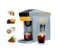 BENFUCHEN Caffettiera 4 in 1, macchina da caffè espresso 19 bar per capsule KCup/Nes presso OriginalLine/Dolce Gusto/Caffè macinato, grigio nuvoloso