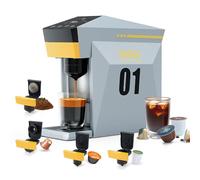 BENFUCHEN Caffettiera 4 in 1, macchina da caffè espresso 19 bar per capsule KCup/Nes presso OriginalLine/Dolce Gusto/Caffè macinato, grigio nuvoloso