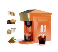 BENFUCHEN Caffettiera 4 in 1 monouso, macchina da caffè espresso 19 bar per capsule KCup/Nes presso OriginalLine/Dolce Gusto/Caffè macinato, arancio brillante