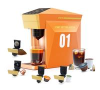 BENFUCHEN Caffettiera 4 in 1 usa e getta macchina da caffè espresso 19 bar per capsule KCup/Nes presso OriginalLine/Dolce Gusto/Caffè macinato, arancia vibrante