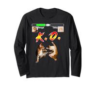 Bengal Cat Vs Tabby Cat Fighter Funny Kitten Lovers Maglia a Manica