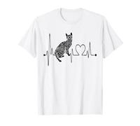 Bengala Cat Heartbeat ECG Divertente I Love My Bengal Cats Maglietta