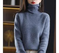 BENGZAN Inverno 100% Puro Cashmere Maglione Donna Pullover Collo Alto Ispessito Maglione Maglia Larga Fondo Lana-c||m