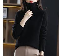 BENGZAN Inverno 100% Puro Cashmere Maglione Donna Pullover Collo Alto Ispessito Maglione Maglia Larga Fondo Lana-a||2XL