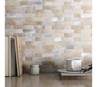 BeNice Piastrelle autoadesive per mosaico in marmo, piastrelle da parete autoadesive, per cucina, impermeabili (10 pezzi, beige ruggine)