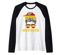 Benidorm - Bandiera Spagnola Lady Spagna Maglia con Maniche Raglan