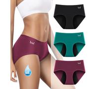 Benirap Mutande Mestruali Donna 60ML, Mutanda Mestruale ad Alta Assorbenza, Slip Mestruali Donna Traspirante (3 Pezzi) Nero Rosso Verde M