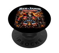 Benjamin Franklin Drummer Patriotic Rock Legend Design! PopSockets PopGrip Adesivo