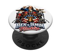 Benjamin Franklin Drummer Patriotic Rock Legend Design! PopSockets PopGrip Adesivo
