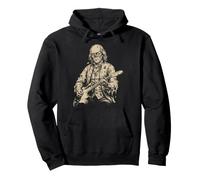 Benjamin Franklin Undead Che Suona la Chitarra Alt Goth Music Band Felpa con Cappuccio