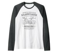Benjamin Garage Motorcycle Design per Il Nome Benjamin Maglia con Maniche Raglan