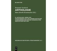 Benjamin Neukir Anthologie, III, Anthologie. Herrn von Hoffma (Copertina rigida)
