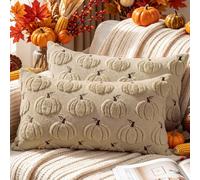 Benjia 2 Pezzi Federa per Cuscino Autunnale 30 x 50 cm, Fodera per Cuscino Zucca Decorativa in Morbido Peluche per Sofá Dormitorio Decorazione Autunnale Ringraziamento Halloween (Beige)