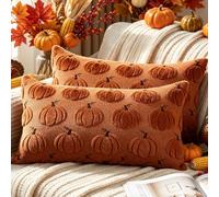 Benjia 2 Pezzi Federa per Cuscino Autunnale 40 x 60 cm, Fodera per Cuscino Zucca Decorativa in Morbido Peluche per Sofá Dormitorio Decorazione Autunnale Ringraziamento Halloween (Marrone)