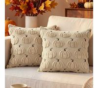 Benjia 2 Pezzi Federa per Cuscino Autunnale 45 x 45 cm, Fodera per Cuscino Zucca Decorativa in Morbido Peluche per Sofá Dormitorio Decorazione Autunnale Ringraziamento Halloween (Beige)