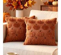 Benjia 2 Pezzi Federa per Cuscino Autunnale 60 x 60 cm, Fodera per Cuscino Zucca Decorativa in Morbido Peluche per Sofá Dormitorio Decorazione Autunnale Ringraziamento Halloween (Marrone)
