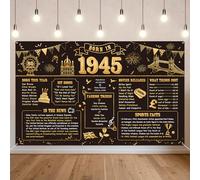 Benjia 80° compleanno banner decorazioni per uomini donne nato nel 1945 UK sfondo felice 80 anni compleanno sfondo Saluti a 80 anni Banner Nero Oro Poster Bday Regalo Decorazione per la casa Forniture