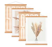 Benjia Confezione da 4 cornici magnetiche in legno chiaro per poster, formato B2, 50 x 70 cm, kit per appendere poster su tela e stampe artistiche (50 cm, teak, 4 pezzi)