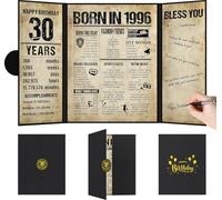Benjia Decorazione per il 30° compleanno, biglietto di auguri regalo per gli ospiti, libro degli ospiti per donna e uomo, poster nato nel 1996, libro degli ospiti per 30 anni, decorazione vintage per