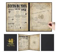 Benjia Decorazione per il 40° compleanno, biglietto di auguri regalo per gli ospiti, libro degli ospiti per donna e uomo, poster nato nel 1986, libro degli ospiti per 40 anni, decorazione vintage per