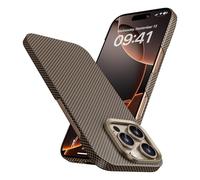 BENKS Custodia per iPhone 16 Pro, Compatibile con Magsafe, Ultra Sottile Magnetica Cover in Dupont Kevlar 1000D Fibra Aramidica, Alba Dorata