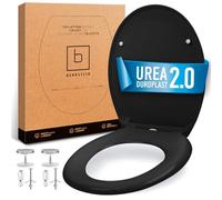 BENKSTEIN Coperchio WC di alta qualità, antibatterico, ovale, nero - Coperchio WC in Duroplast con funzione Quick Release e abbassamento automatico Softclose - Sedile WC in acciaio inox rimovibile