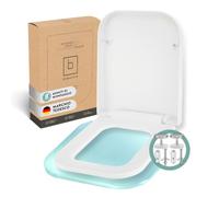 BENKSTEIN Copriwater per WC a forma di E, sedile WC con chiusura morbida, coperchio per WC rettangolare con rilascio rapido, coperchio universale in Duroplast bianco antibatterico