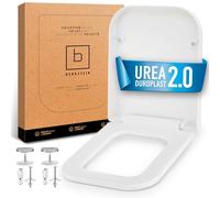 BENKSTEIN Copriwater per WC a forma di E, sedile WC con chiusura morbida, coperchio per WC rettangolare con rilascio rapido, coperchio universale in Duroplast bianco antibatterico